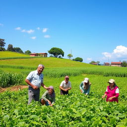 After reaching an agreement, the farmers begin to work together, sharing water and crops