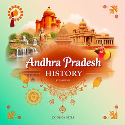 A visually appealing cover page design for 'Andhra Pradesh History by Vamsi Sir'