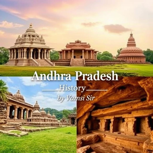 A cover page design for 'Andhra Pradesh History by Vamsi Sir'