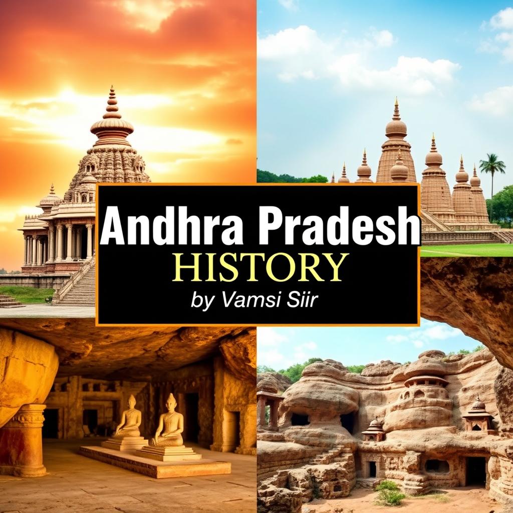 A cover page design for 'Andhra Pradesh History by Vamsi Sir'