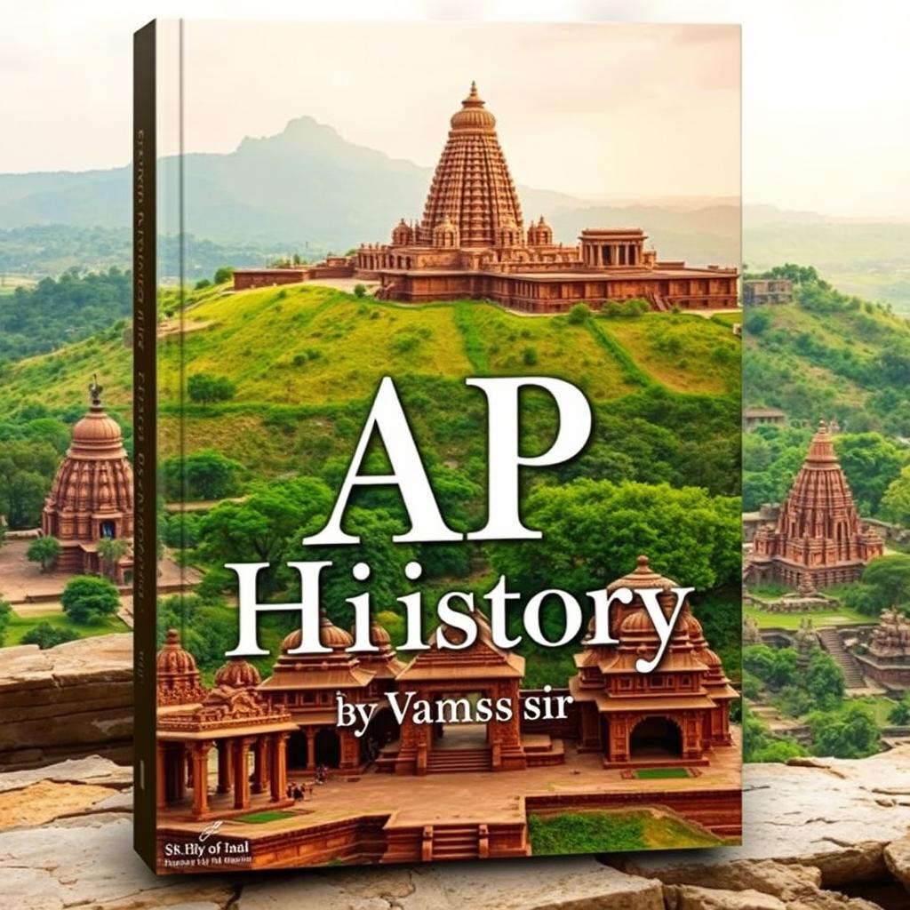 A captivating book cover design for 'AP History by Vamsi sir'