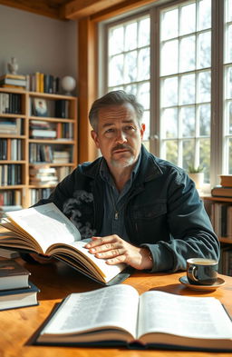 A serene and inspiring cover image featuring a modern author in a calm setting
