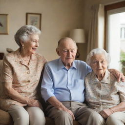 Show the man, now King, on returning home, getting met with the proud and teary-eyed gaze of his elderly parents