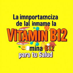 A captivating cover design for an article titled 'La Importancia de la Vitamina B12 para tu Salud'