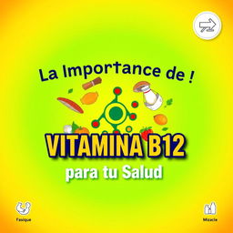 A captivating cover design for an article titled 'La Importancia de la Vitamina B12 para tu Salud'