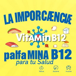 A captivating cover design for an article titled 'La Importancia de la Vitamina B12 para tu Salud'