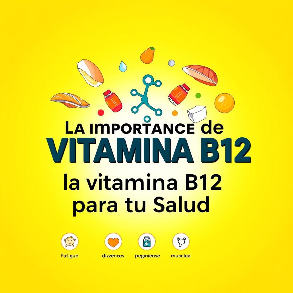 A captivating cover design for an article titled 'La Importancia de la Vitamina B12 para tu Salud'