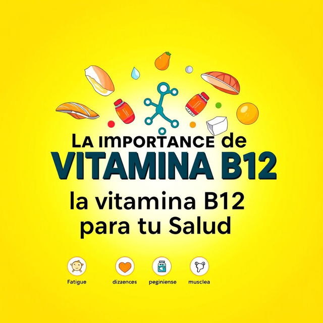 A captivating cover design for an article titled 'La Importancia de la Vitamina B12 para tu Salud'