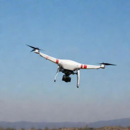 A high-tech unmanned aerial vehicle (UAV) also known as a drone, soaring high in the sky.