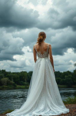 A scenic view of a river with a beautiful stormy backdrop