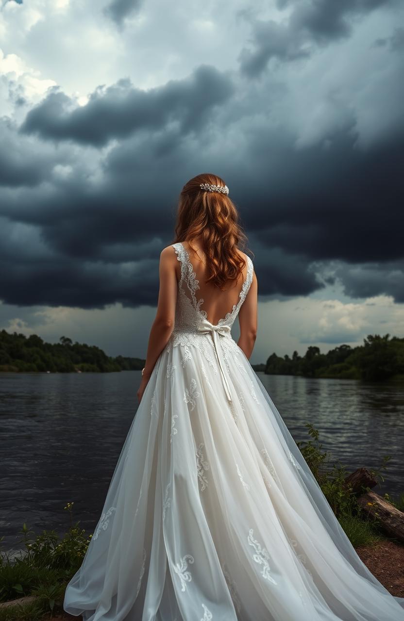 A scenic view of a river with a beautiful stormy backdrop