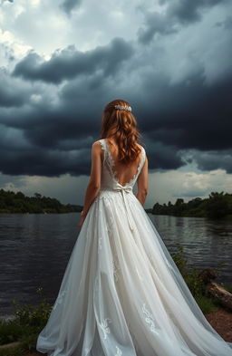 A scenic view of a river with a beautiful stormy backdrop