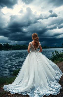 A scenic view of a river with a beautiful stormy backdrop