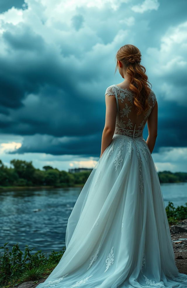 A scenic view of a river with a beautiful stormy backdrop