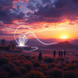 An artistic interpretation of 'ظهور ۱۱۱۱', showcasing a mystical landscape at twilight