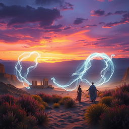 An artistic interpretation of 'ظهور ۱۱۱۱', showcasing a mystical landscape at twilight