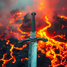 A captivating scene featuring the world engulfed in volcanic lava and fire, with intense fiery colors creating a dramatic backdrop