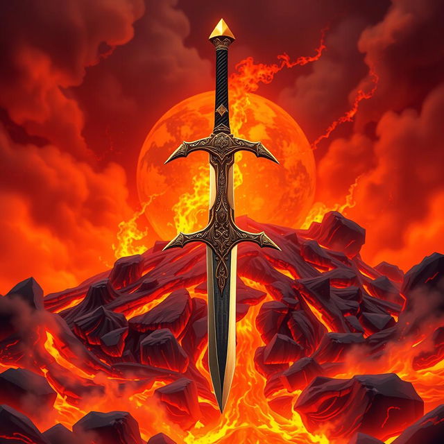 An animated cover design featuring a world engulfed in volcanic lava and fire, creating a striking, dynamic background with vibrant orange, red, and yellow hues