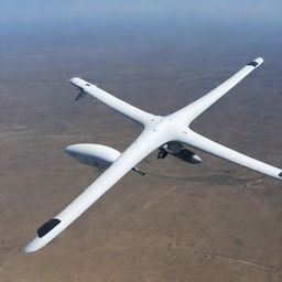 A military-grade unmanned aerial vehicle (UAV), equipped with advanced surveillance technology, flying over an undisclosed location