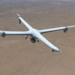 A military-grade unmanned aerial vehicle (UAV), equipped with advanced surveillance technology, flying over an undisclosed location