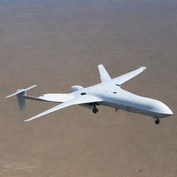 A military-grade unmanned aerial vehicle (UAV), equipped with advanced surveillance technology, flying over an undisclosed location