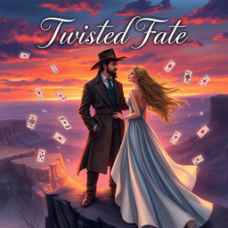 A romantic novel cover illustrating the story of a character named Twisted Fate who initially did not believe in fate until he met a captivating woman