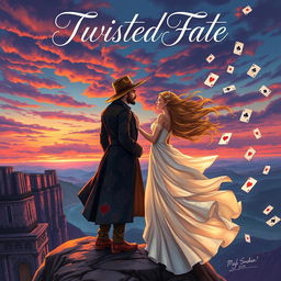 A romantic novel cover illustrating the story of a character named Twisted Fate who initially did not believe in fate until he met a captivating woman