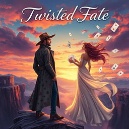 A romantic novel cover illustrating the story of a character named Twisted Fate who initially did not believe in fate until he met a captivating woman