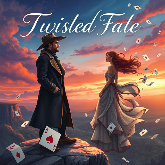 A romantic novel cover illustrating the story of a character named Twisted Fate who initially did not believe in fate until he met a captivating woman