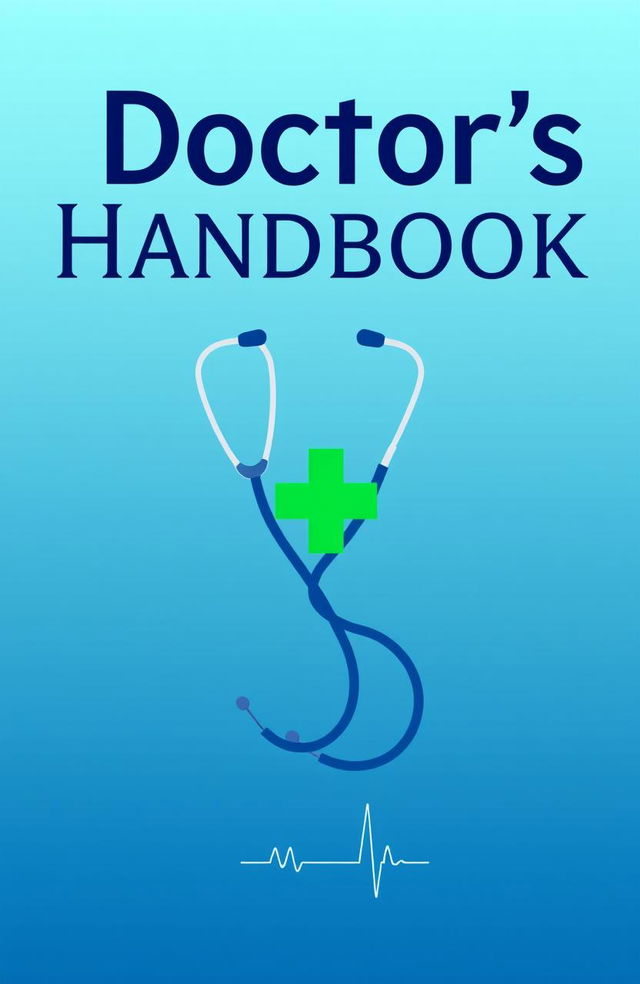 A vibrant and professional cover page for a doctor's booklet, featuring an elegant stethoscope intertwined with a green medical cross symbol in the center