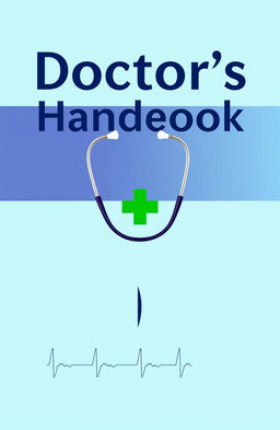 A vibrant and professional cover page for a doctor's booklet, featuring an elegant stethoscope intertwined with a green medical cross symbol in the center