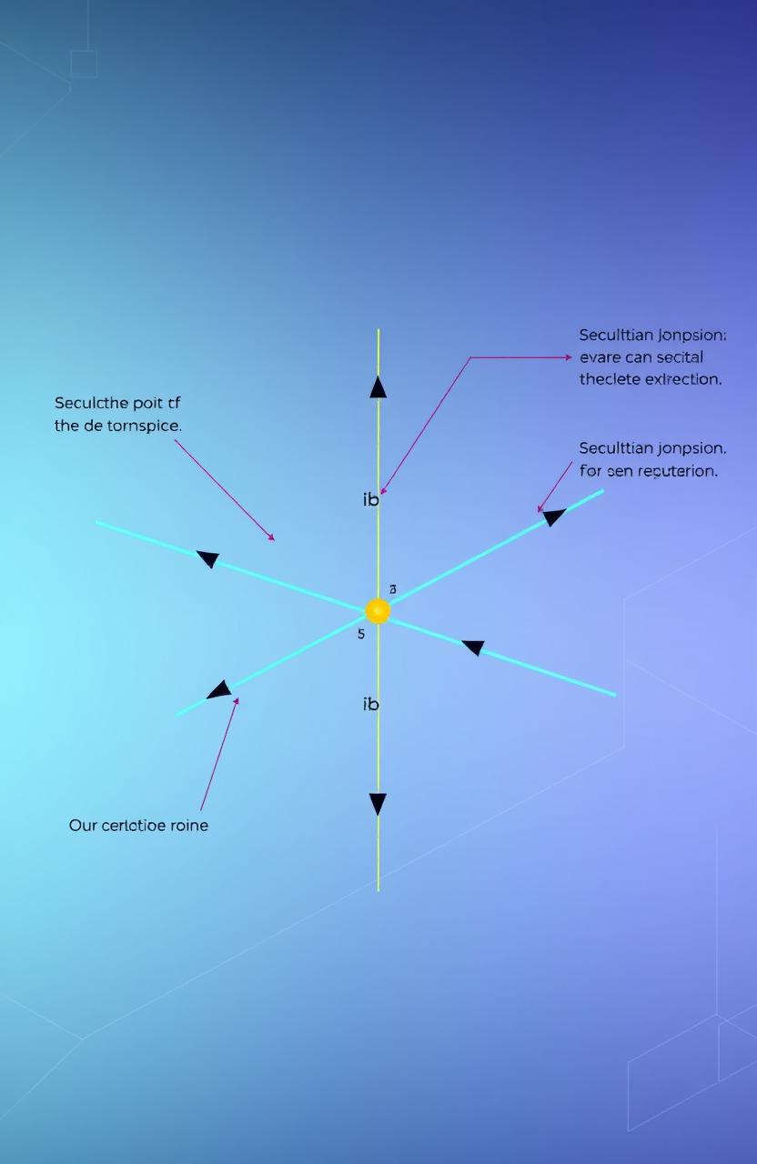 A detailed illustration of a solution point, showcasing a 3D diagram with intersecting lines and a well-labeled Cartesian coordinate system