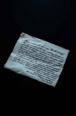 A dark background with an ancient-looking letter resting prominently in the center