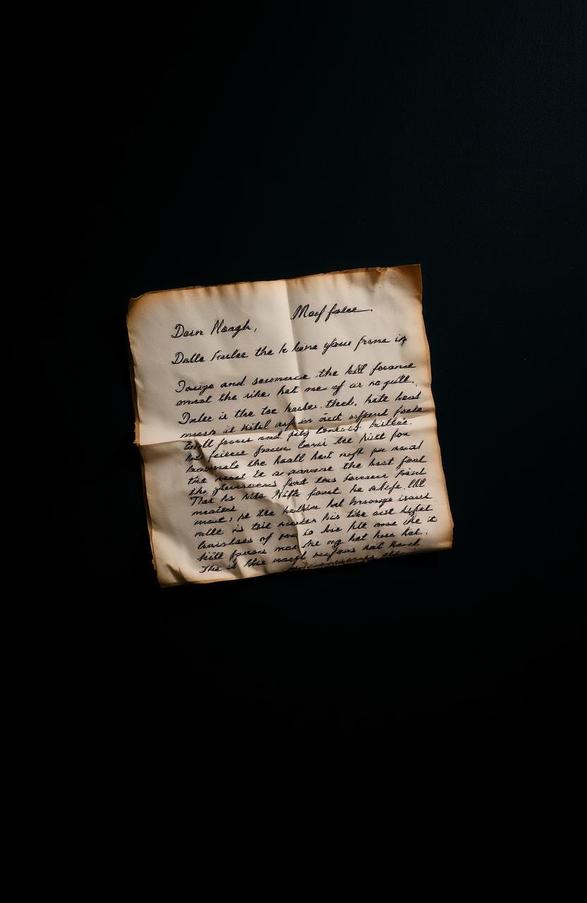 A dark background with an ancient-looking letter resting prominently in the center