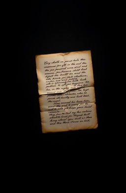 A dark background with an ancient-looking letter resting prominently in the center
