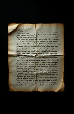 A dark background with an ancient-looking letter resting prominently in the center