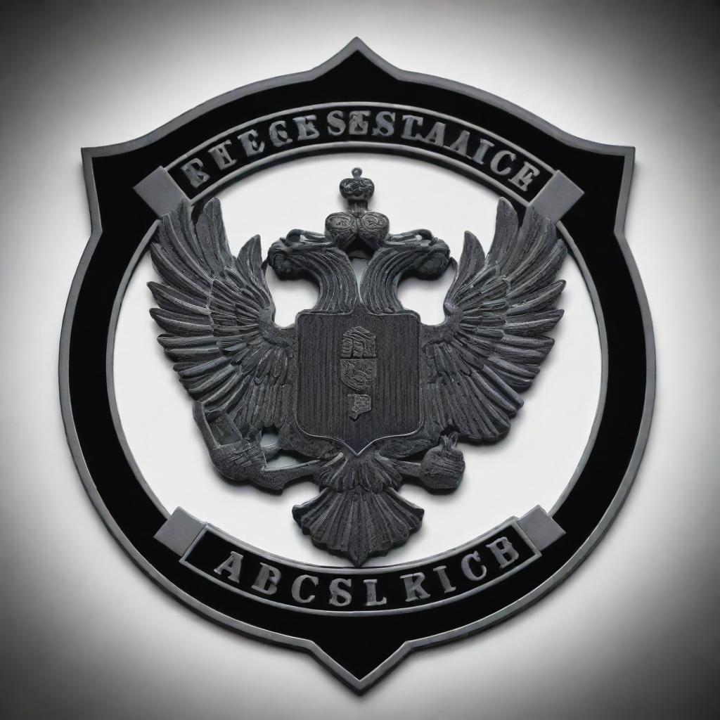 A conceptual image of the Federal Security Service (FSB) of Russia: a logo or emblem, a stylized building silhouette, or personnel in action, all imbued with secrecy and seriousness