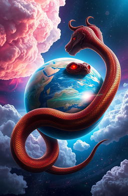 A mystical yet futuristic beautiful planet with vibrant colors, showcasing swirling clouds and shimmering landscapes
