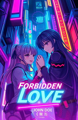 An album cover titled 'Forbidden Love' by John Doe featuring a futuristic theme