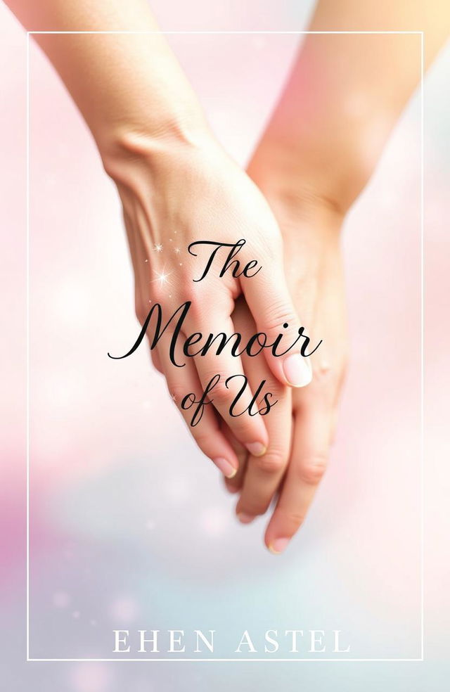 A beautifully designed book cover for an unfinished memoir, featuring two intertwined hands symbolizing love and connection, against a soft, blurred background of swirling colors representing emotions