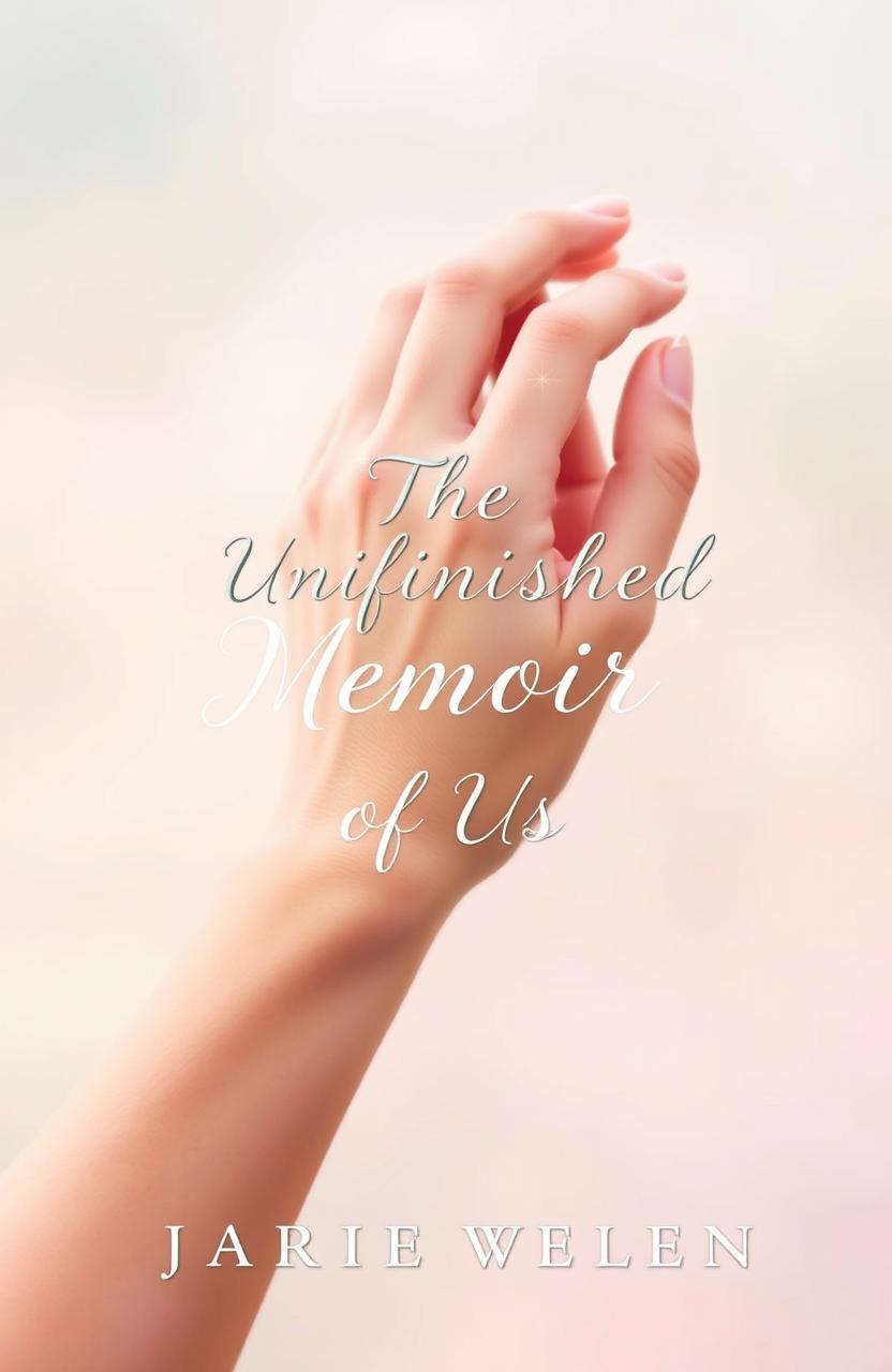 A beautifully designed book cover for an unfinished memoir, featuring two intertwined hands symbolizing love and connection, against a soft, blurred background of swirling colors representing emotions