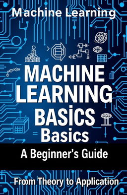 A visually engaging cover for an introductory machine learning book, featuring a modern design with a digital aesthetic