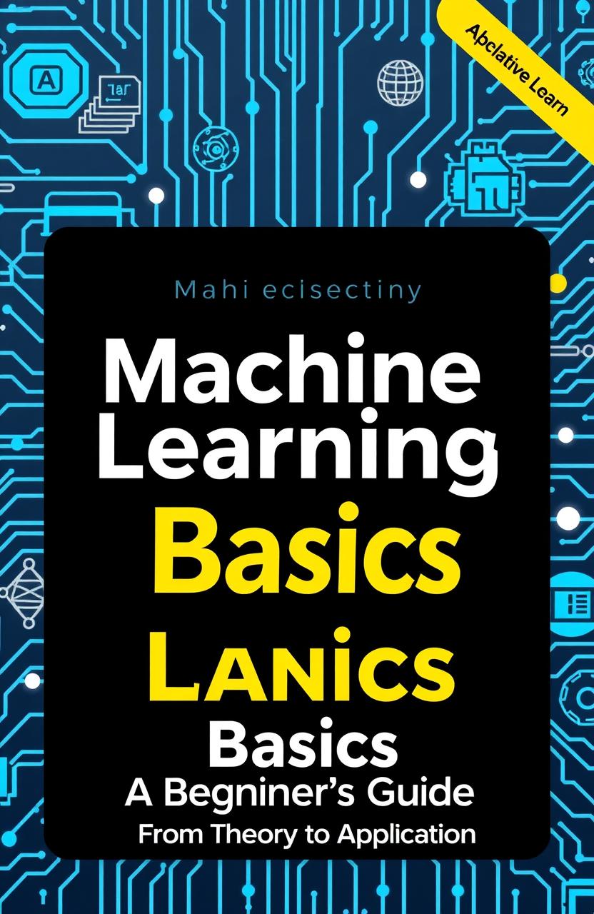 A visually engaging cover for an introductory machine learning book, featuring a modern design with a digital aesthetic