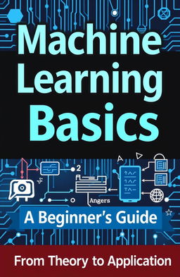 A visually engaging cover for an introductory machine learning book, featuring a modern design with a digital aesthetic