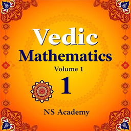 An eye-catching book cover for 'Vedic Mathematics, Volume 1' by NS Academy