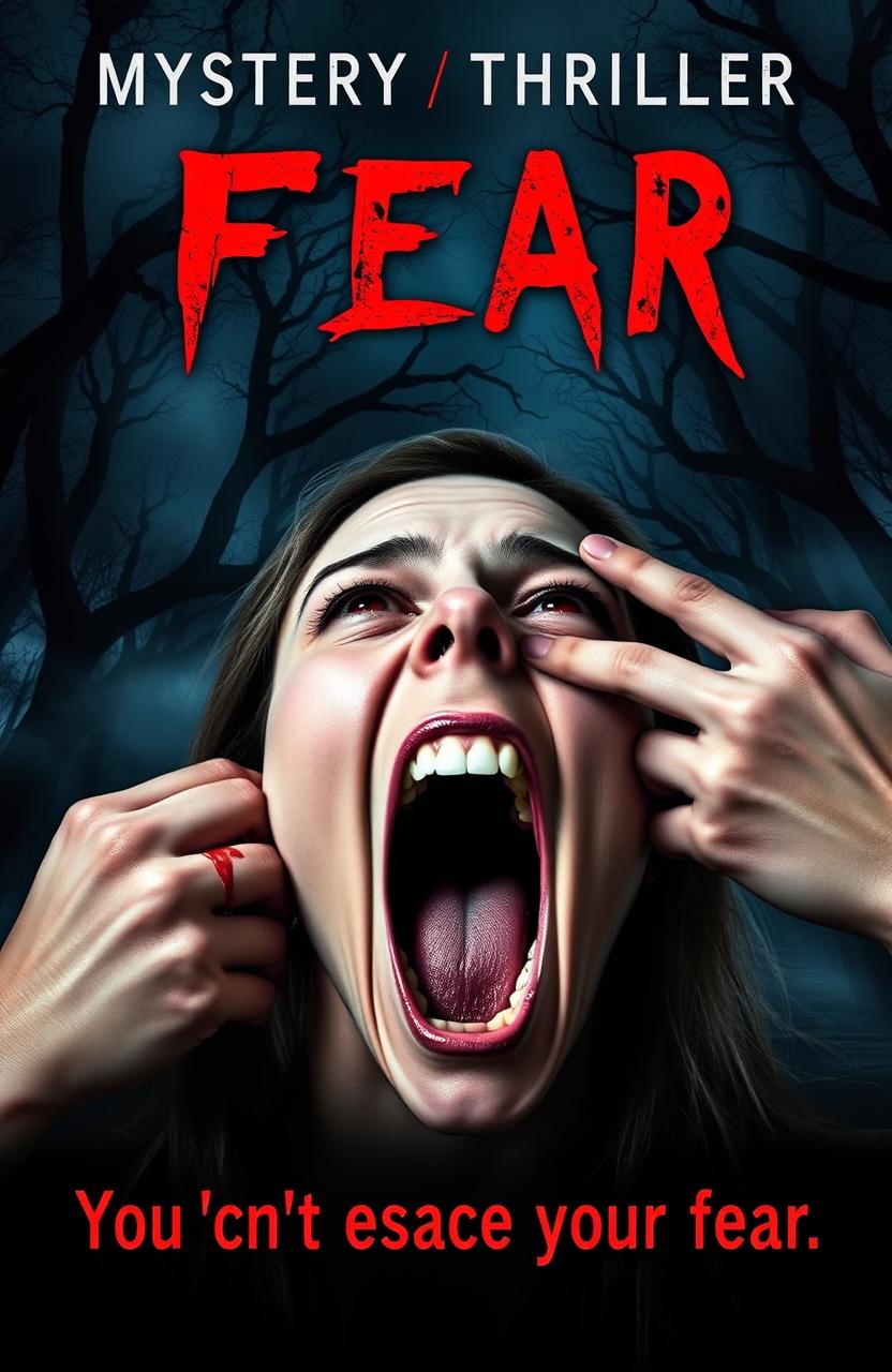 A chilling book cover for a Mystery/Thriller titled 'Fear', featuring the subtitle 'You can’t escape from your fear'