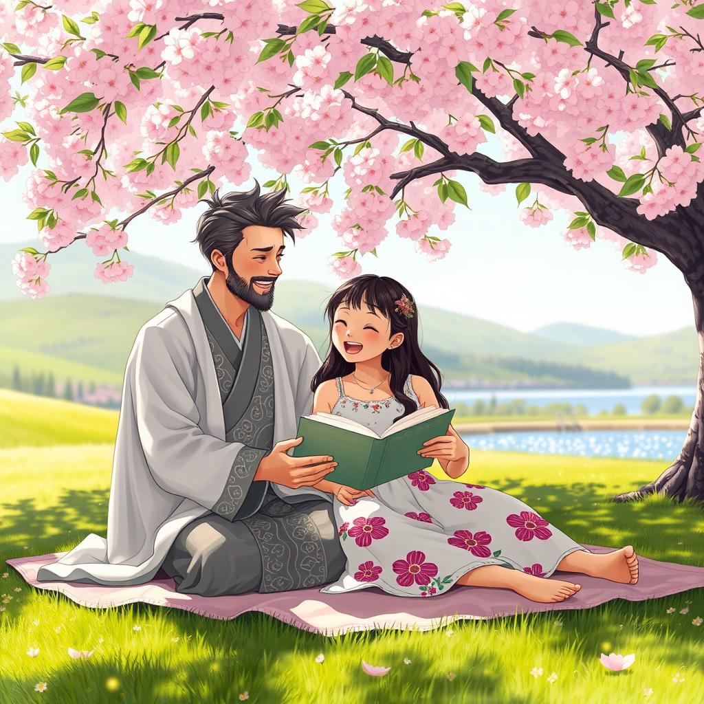 A heartwarming scene depicting a young Semenarian man and a girl in a picturesque park setting