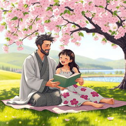 A heartwarming scene depicting a young Semenarian man and a girl in a picturesque park setting