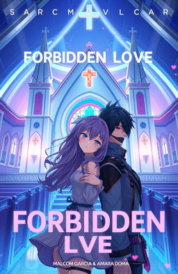 Futuristic album cover for 'Forbidden Love' by Malcom Garcia & Amara Doma