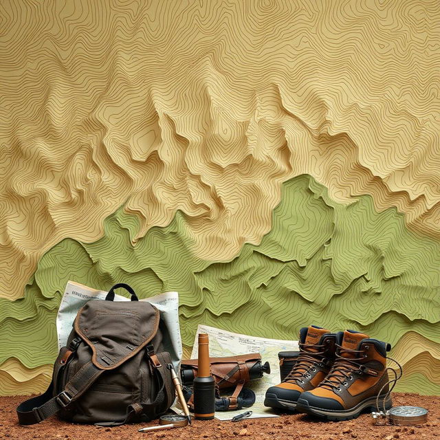 A topography contour background showcasing intricate elevation lines in an array of earthy tones, such as greens and browns, creating a stunning visual of a mountainous landscape